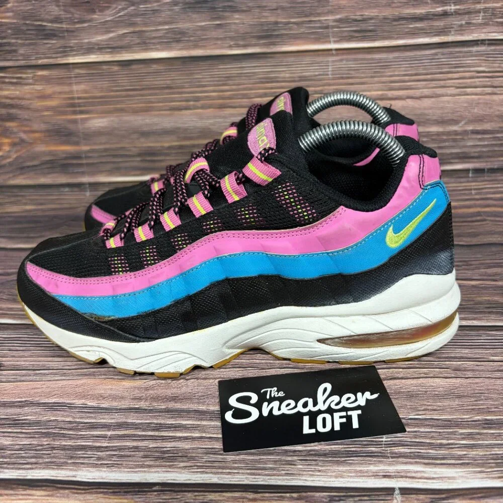 Nike Air Max 95 2013 Women's Black Volt Ice‎ Red Violet Athletic Shoes Size 8.5